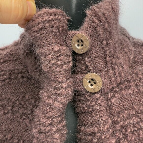 ESCADA VTG Heritage Mohair Top Buttons Eggplant Knitted Cardigan 70's 80's sz 40 - Picture 3 of 14